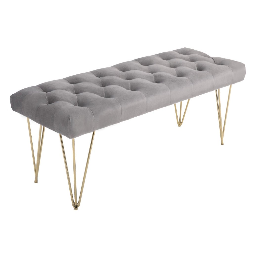PANCA da ingresso 116 x 44,5 x 49 cm Velluto grigio con struttura in ferro