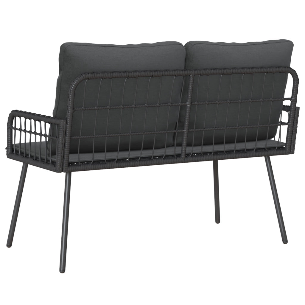 Panchina da Giardino  Nera 114x64x78 cm in Polyrattan
