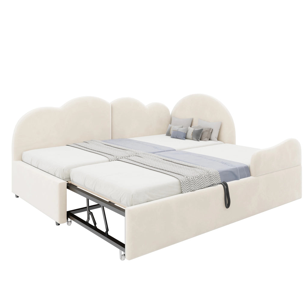 Divano letto imbottito a L con letto estraibile 90x200+90x190, velluto, design salvaspazio