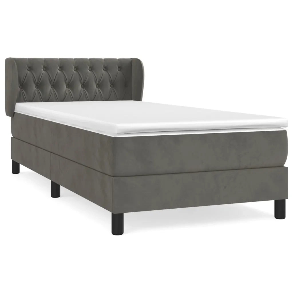 Giroletto a Molle con Materasso Grigio Scuro 100x200 cm Velluto 3127656