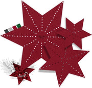 Decorazione da Tavola - 3 Stelle di Velluto per Tavola - Sostegni per Stelle di Velluto Grande e Piccolo - Sostegni per Tavola di Velluto come Decorazione d'Inverno, Rosso [Bordolese]