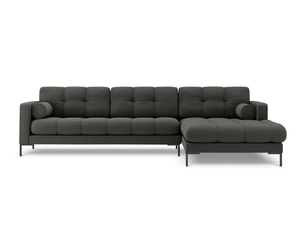 Cosmopolitan Design - Divano angolare destro "Bali" 5 posti in tessuto strutturato grigio scuro 