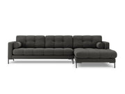 Cosmopolitan Design - Divano angolare destro "Bali" 5 posti in tessuto strutturato grigio scuro 