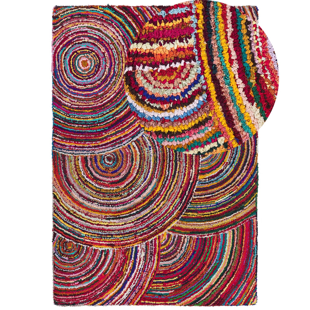 Tappeto di pezza in cotone Multicolore 160 x 230 cm Tappeto fatto a mano astratto boemo intrecciato