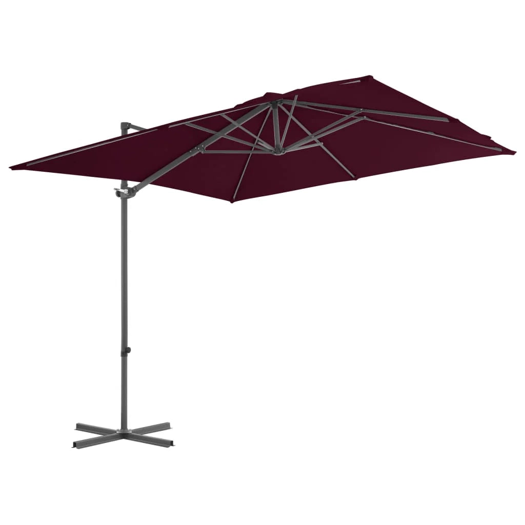 Ombrellone a braccio con palo in acciaio 250 x 250 cm rosso bordeaux 02_0008475