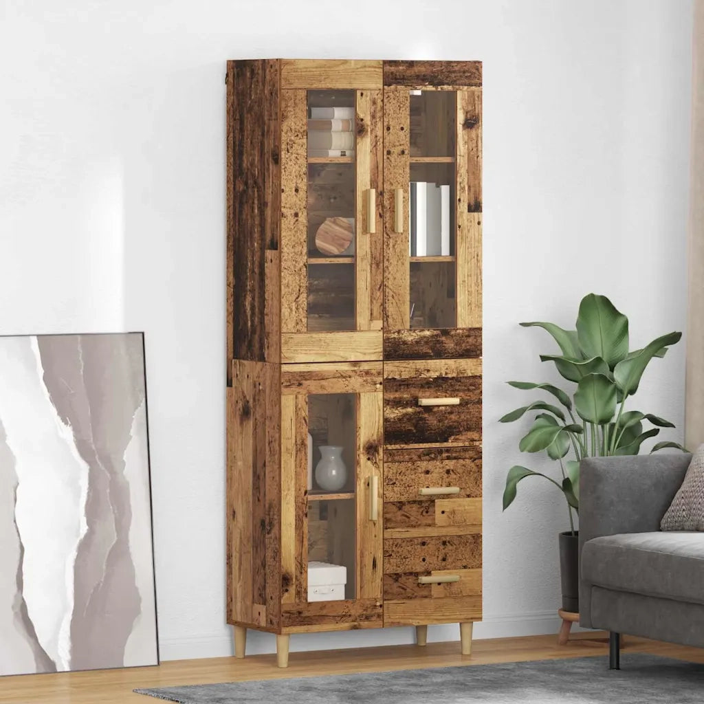 Credenza | Madia | Buffet da pranzo | Armadio da pranzo Legno vecchio 69,5 x 34 x 180 cm Legno multistrato
