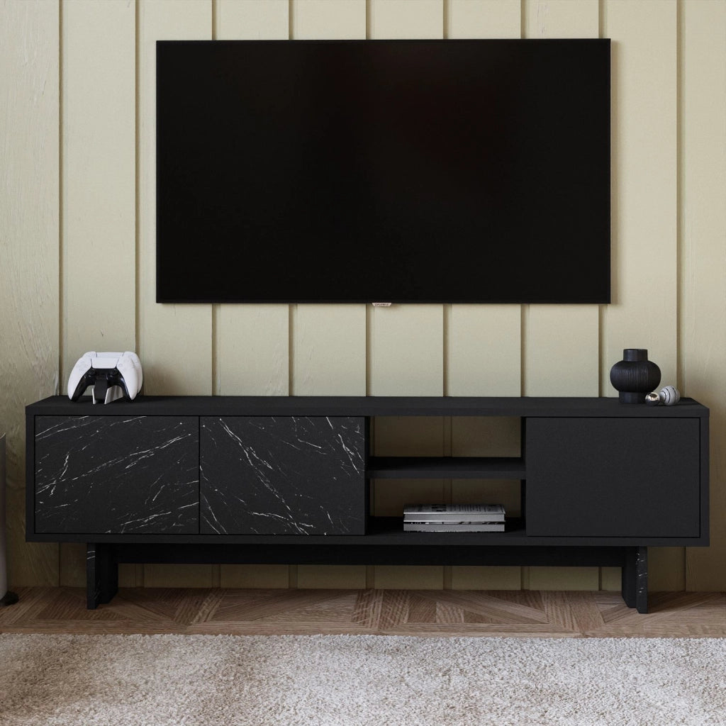 Porta TV in legno "Ravello" - 150 x 30 x 45 cm - Nero