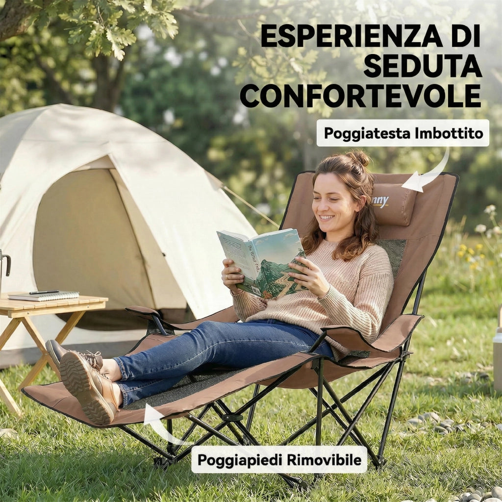 Set 2 Sedie Pieghevoli ¨C zephmum ¨C Tessuto Oxford e Metallo, Marrone e Nero