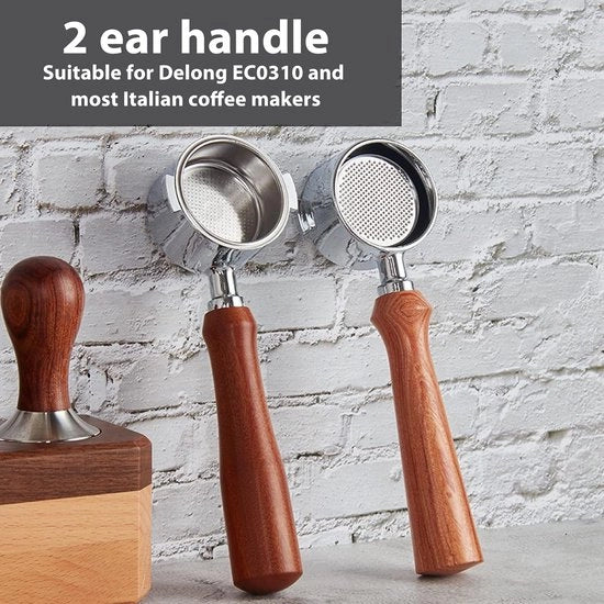 Filtro a caffè portatile 51mm senza fondo con manico - acciaio inox - cassetta per caffè in polvere - EC0310 - macchine da caffè - F palissandro - nero