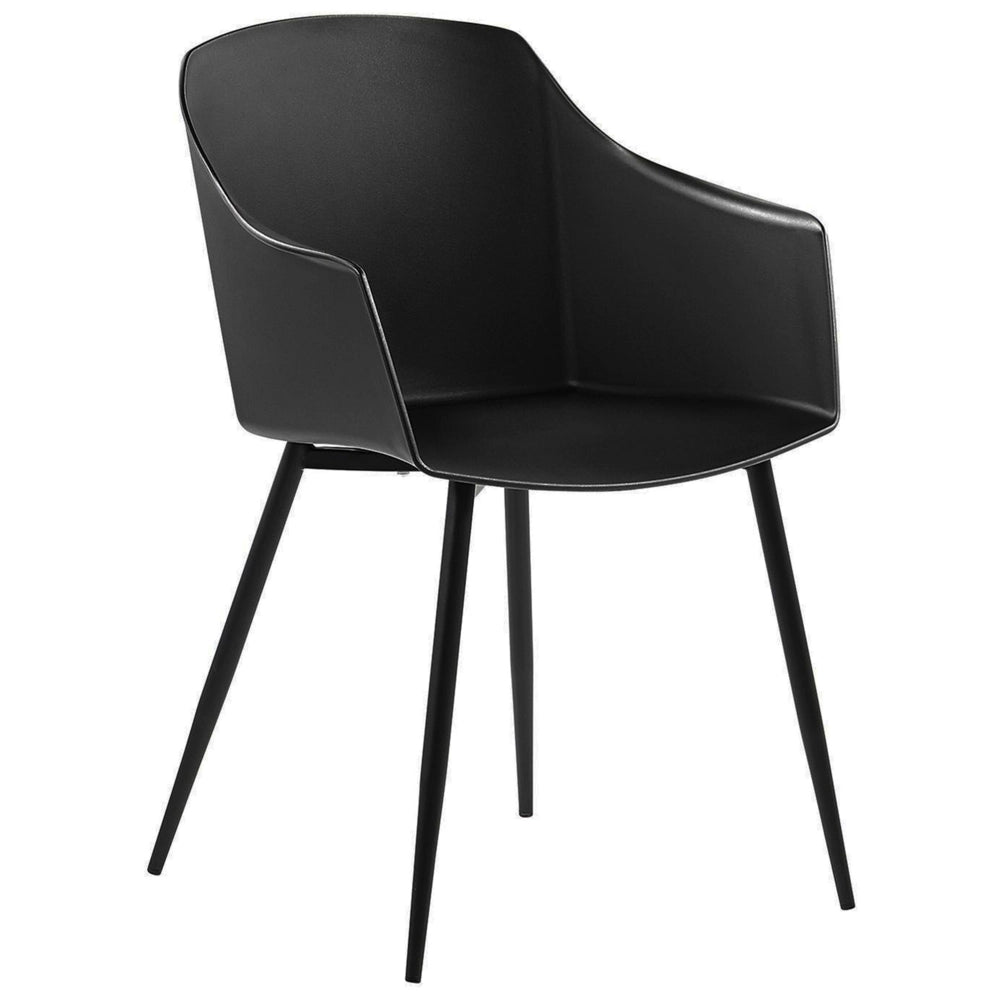 Set di 2 sedie da pranzo in plastica nera design minimalista braccioli soggiorno cucina mobili