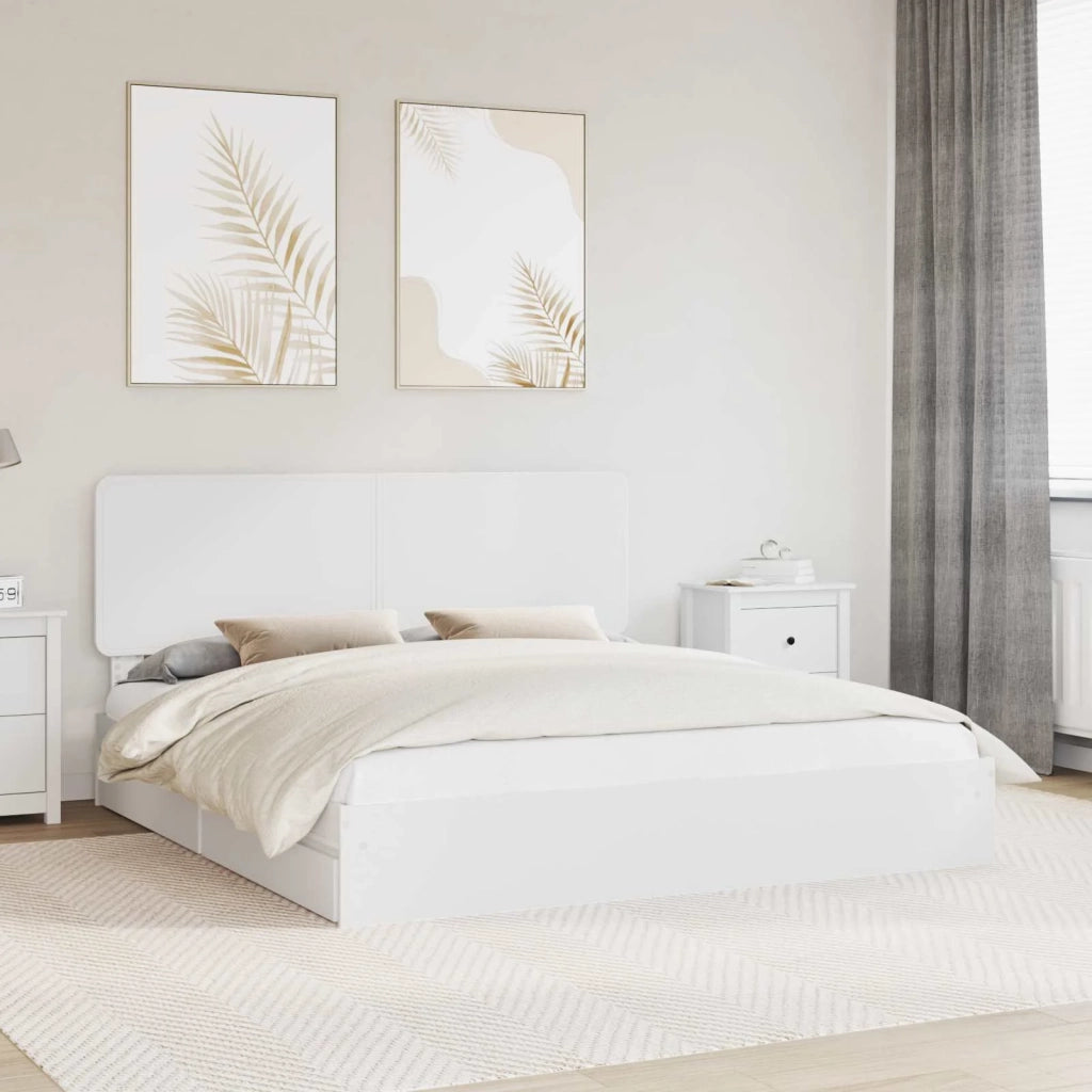 Letto con Contenitore Bianco 180 x 200 cm Legno multistrato