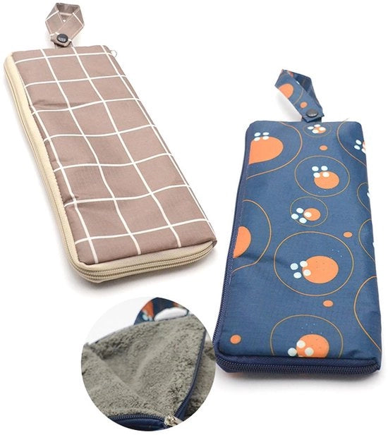 Ombrellino da viaggio impermeabile - ripiegabile - riutilizzabile - borsa portatile - 38 x 12,5 cm - tessuto oxford - ombrellino da viaggio
