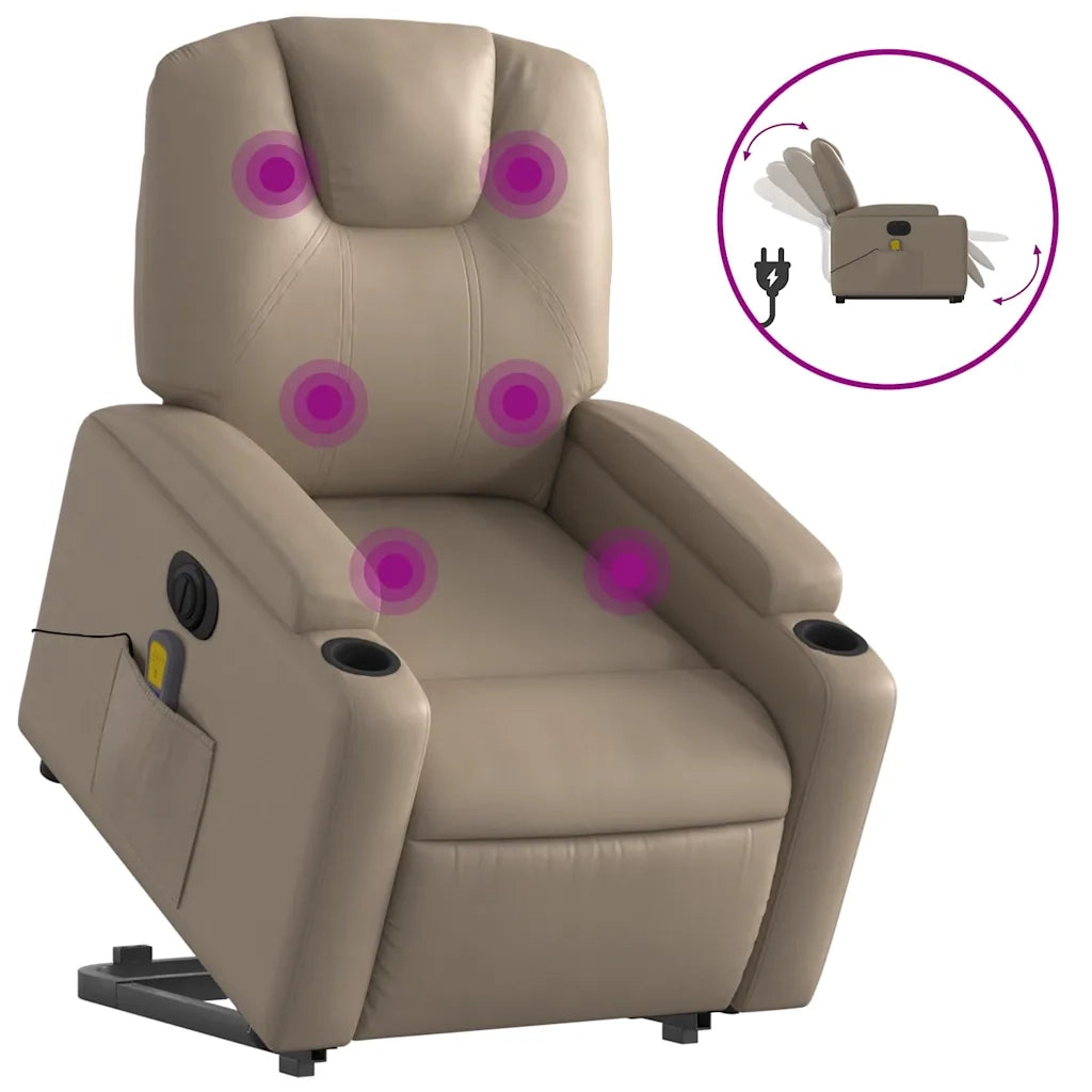 Poltrona Alzapersona Massaggio Elettrica Cappuccino Similpelle 3204457