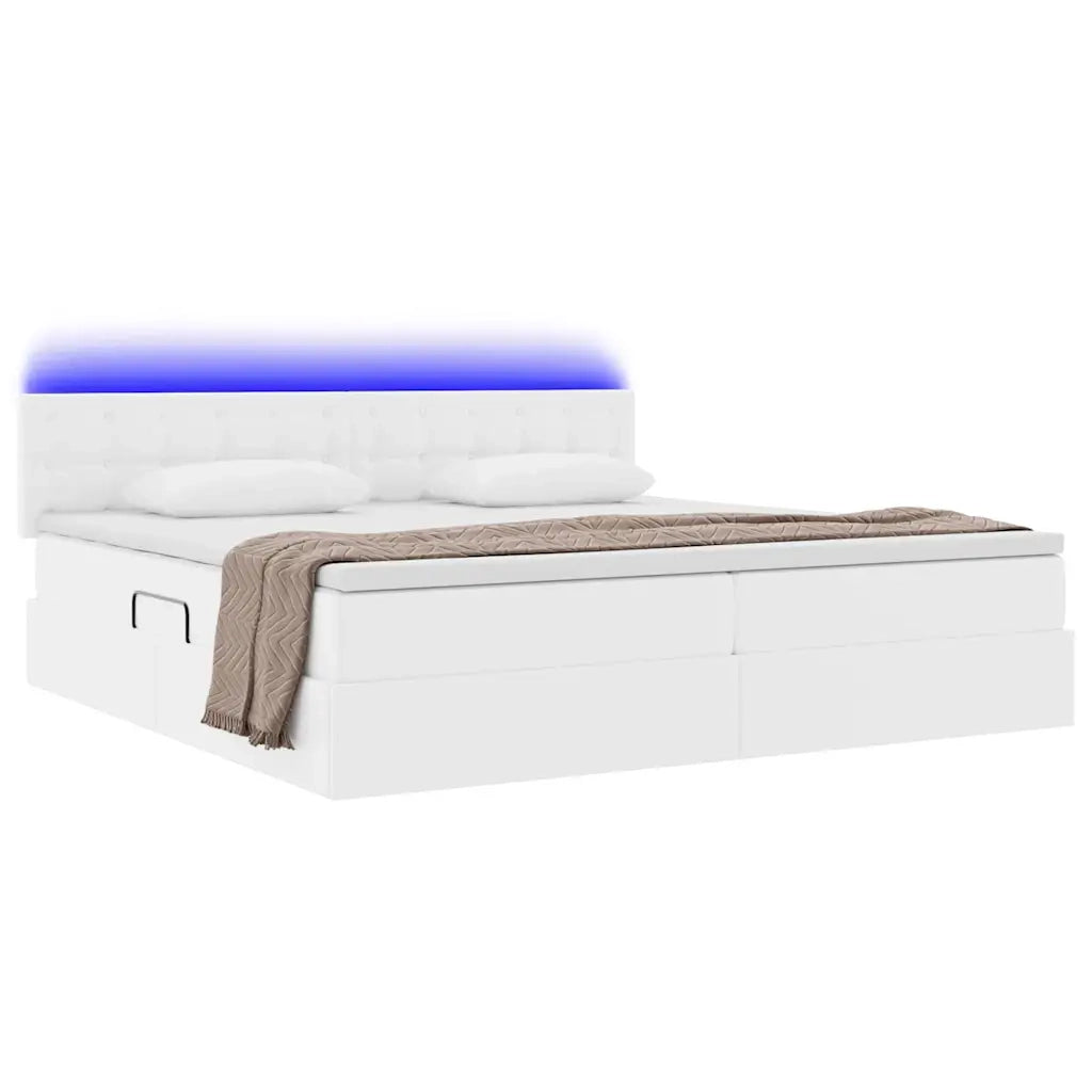 Letto con contenitore e LED con led Grigio chiaro 200 x 200 cm 3371046