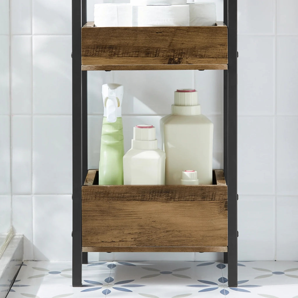 biancheria bagno cesta bagno cesta biancheria Scaffale Bagno cesta scaffale mobili bagno salvaspazio marrone FRG226-F