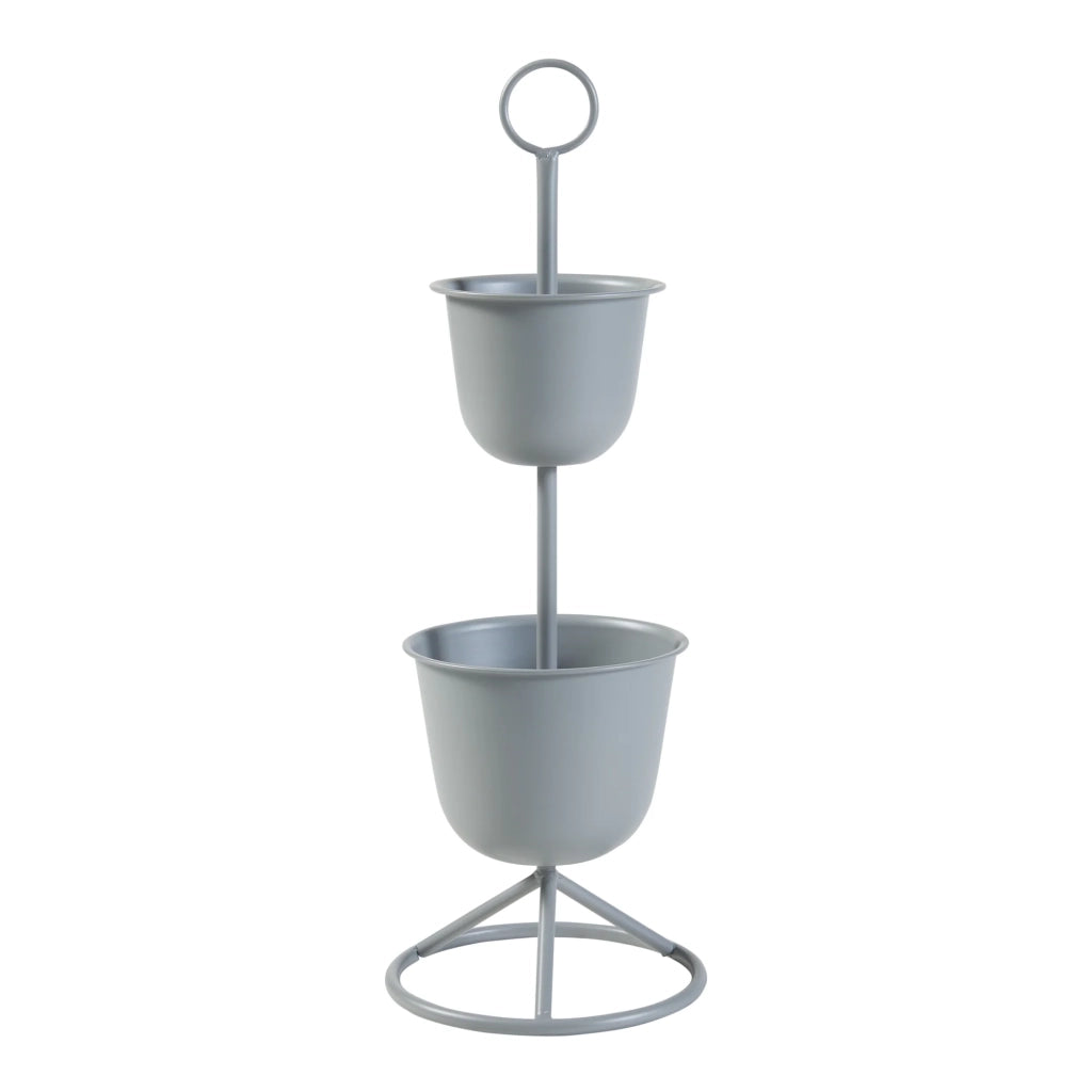 Portavasi da esterno 77 x 26 cm 2 vasi grigi 03_0010327