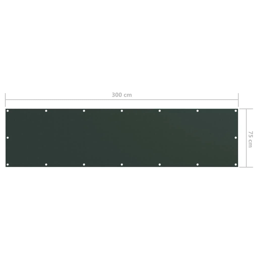 Schermo per balcone schermo per la privacy verde scuro 75 x 300 cm tessuto Oxford 02_0010438