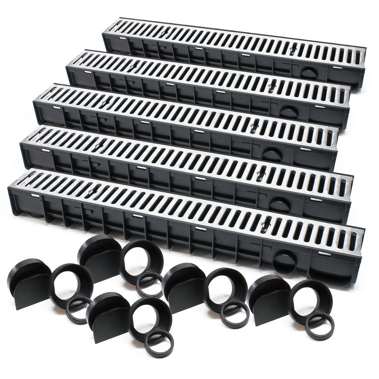 Canale di scolo 5x1m con griglia per scarico acqua 1,5t Canaletta di drenaggio