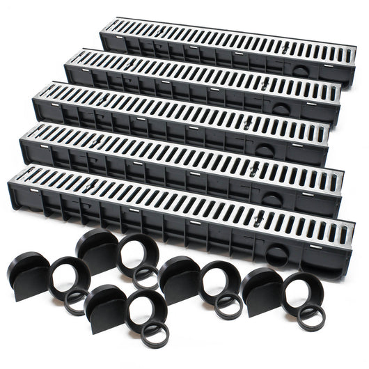 Canale di scolo 5x1m con griglia per scarico acqua 1,5t Canaletta di drenaggio