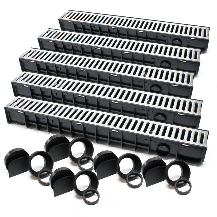 Canale di scolo 5x1m con griglia per scarico acqua 1,5t Canaletta di drenaggio