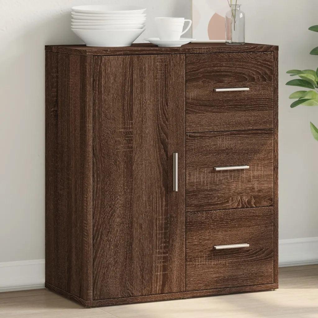 Credenza Rovere Marrone 60x31x70 cm in Legno Multistrato 840477