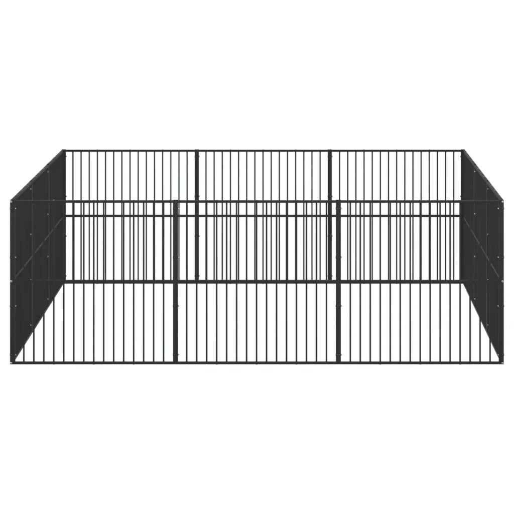 Box per Cani 12 Pannelli Nero Acciaio Zincato 3209554