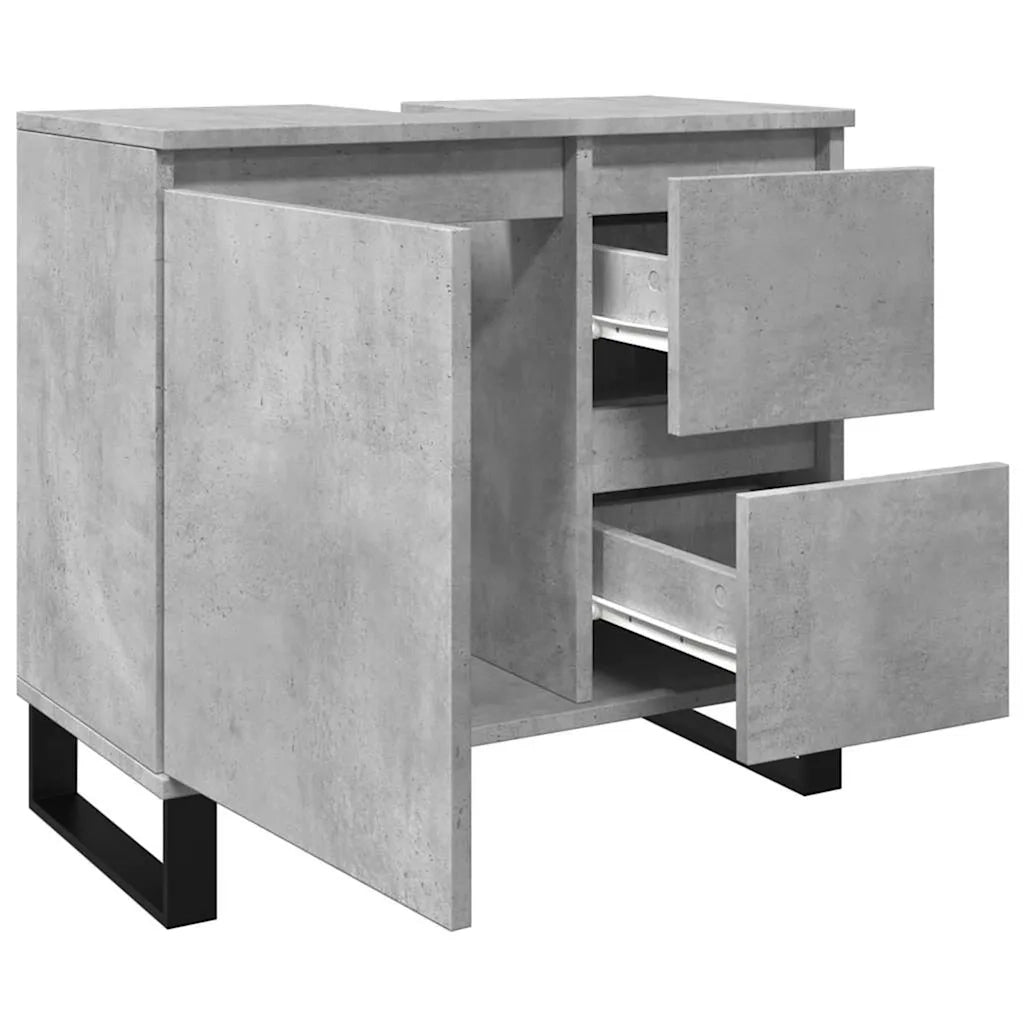 Armadietto da Bagno Grigio Cemento 65x33x60cm in Truciolato