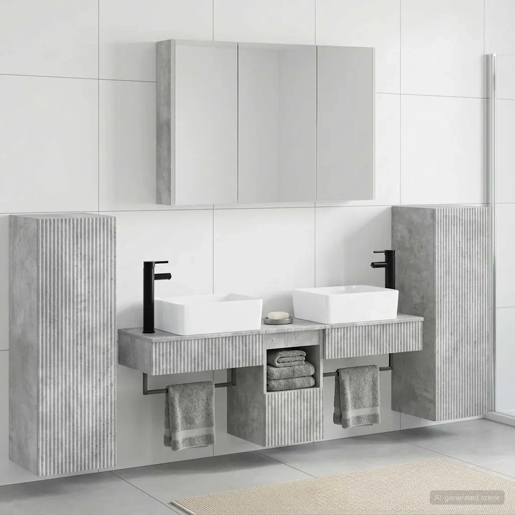 Set di mobili per il bagno 6 pcs Grigio Cemento 3407138