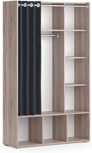 Armadio multifunzione Luigi, Sonoma, 38 x 178.1 cm con appendiabiti a tenda, per una conservazione flessibile con ruote per un facile spostamento