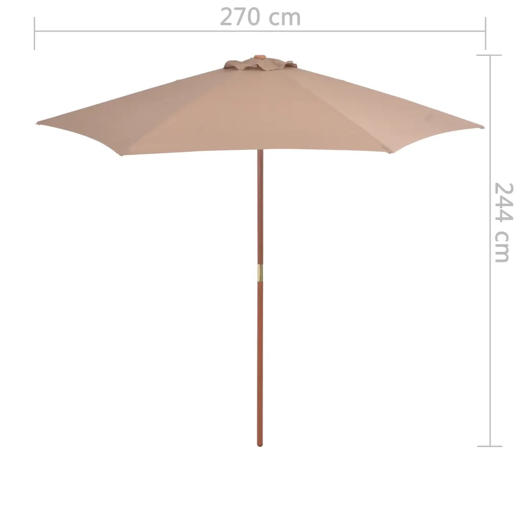 Ombrellone da Esterni con Palo in Legno 270cm Grigio Talpa 44516