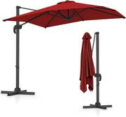 Ombrellone da Giardino 250 x 250 cm Decentrato, Ombrellone da Balcone Inclinabile con Base a Croce, Manovella, Rotazione a 360°, per Arredo Esterno, Cortile e Terrazzo