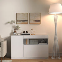 Credenza Mobile Basso Cucina  con Ante Ammortizzate e Apertura a Pressione 120x40x75 cm Bianco