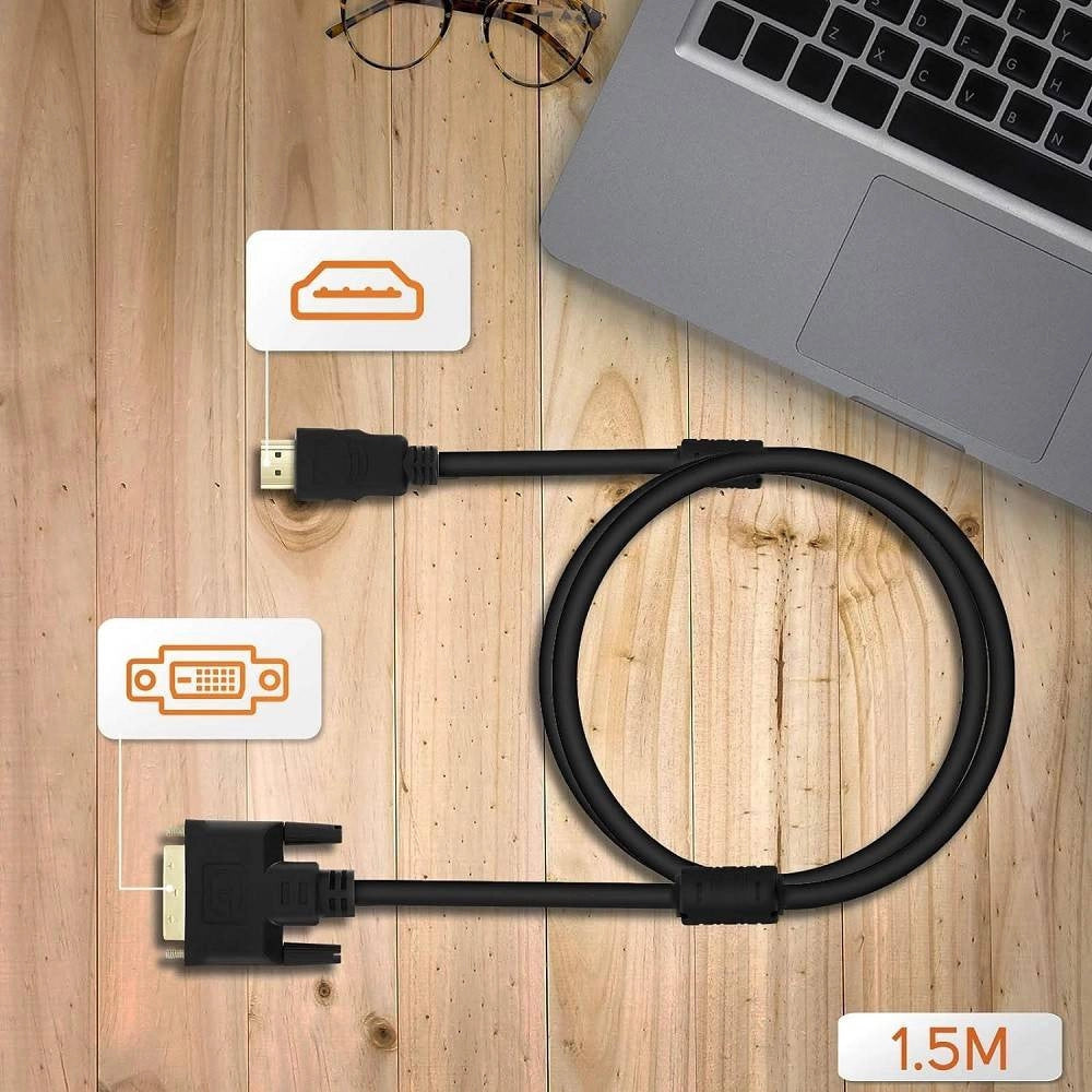 Trade Shop - Cavo Video Hdmi Maschio A Dvi Full Hd 1,5mt Pc Proiettore Console Gioco Tv A2090b -