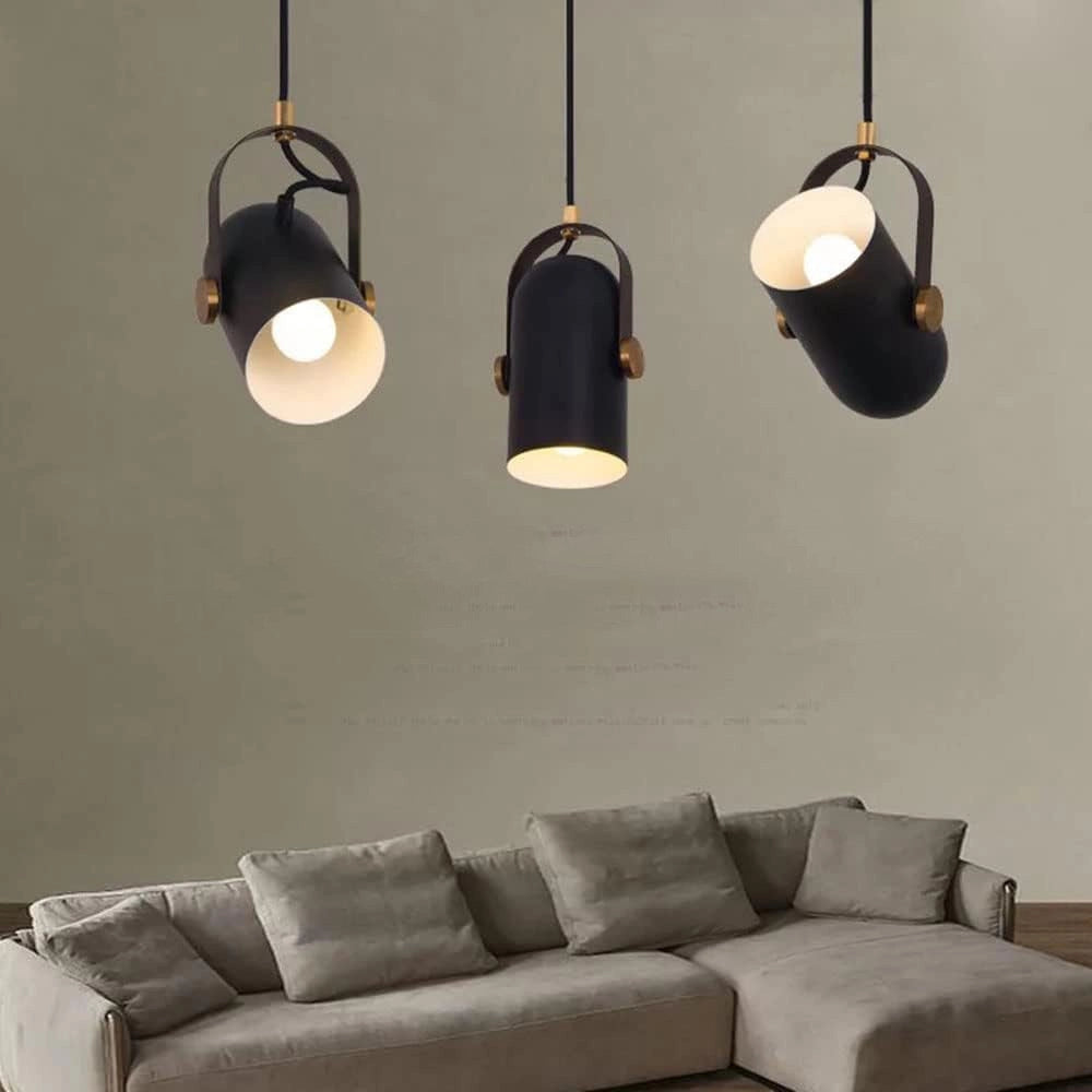 Trade Shop - Lampadario A Sospensione Da Soffitto Design Con Paralume Orientabile Attacco E27 Ip20 A21 - Nero