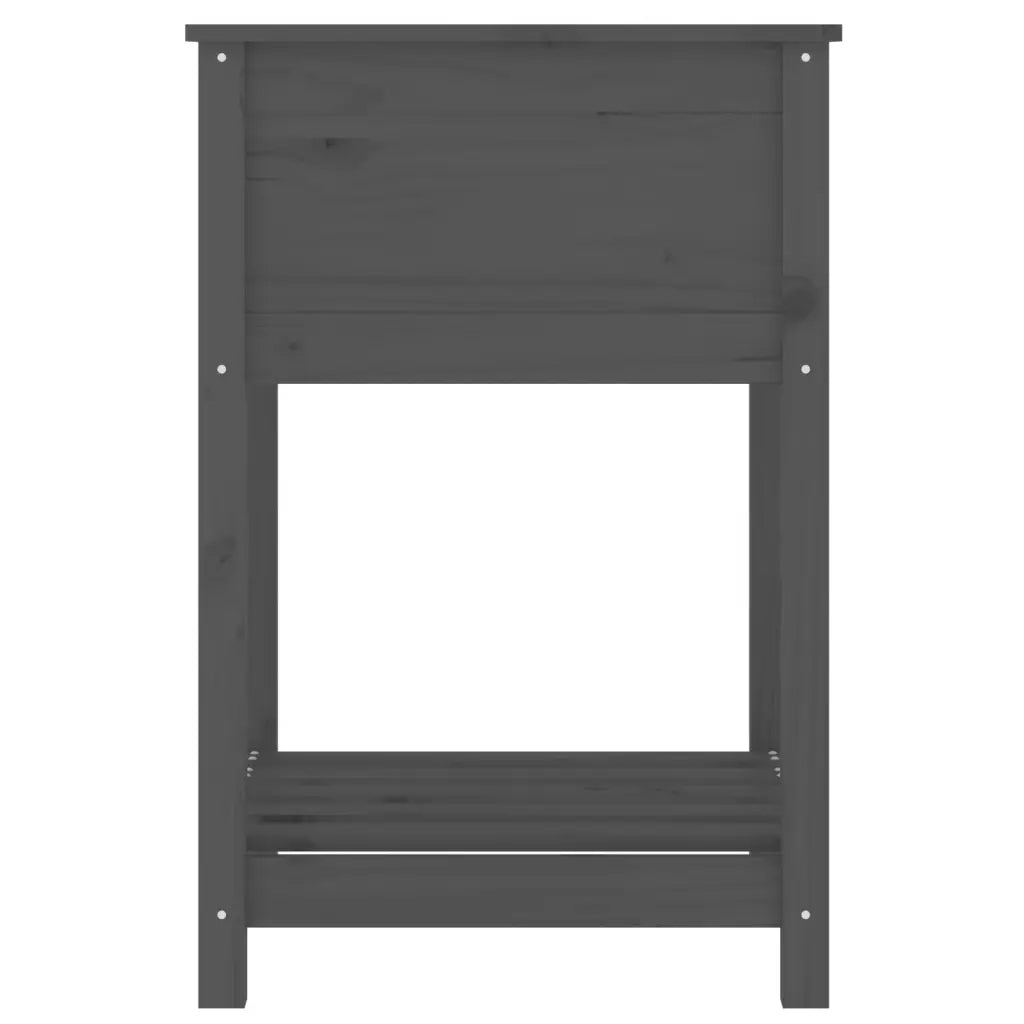Fioriera con Mensola Grigia 54x54x81 cm Legno Massello di Pino