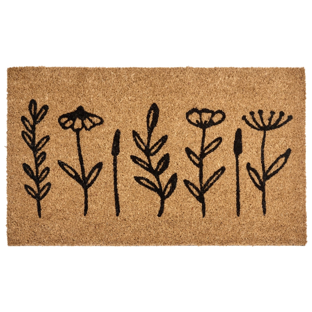 Zerbino in fibra di cocco naturale con fondo antiscivolo in PVC 45 x 75 cm Decorazione Motivo floreale