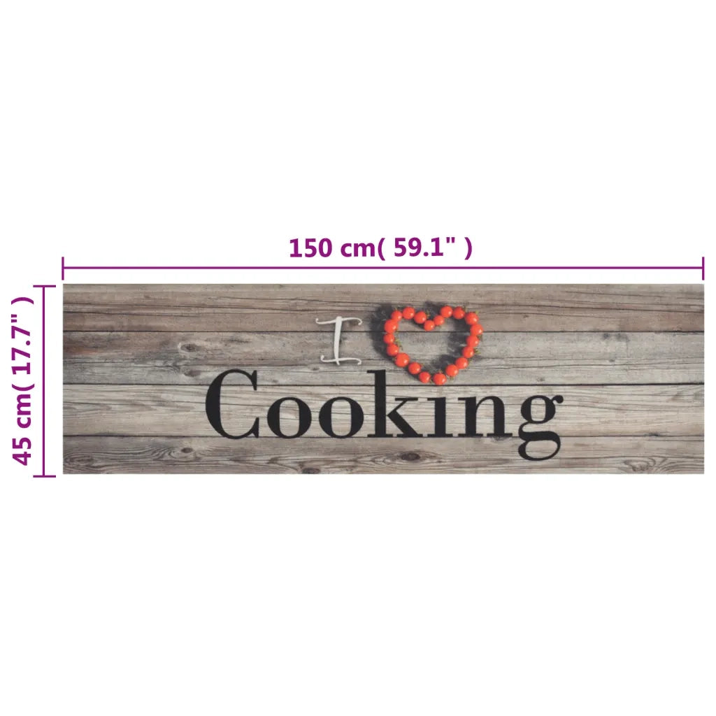 Tappeto da Cucina Lavabile Grigio Cucinare 45x150 cm Velluto 136546