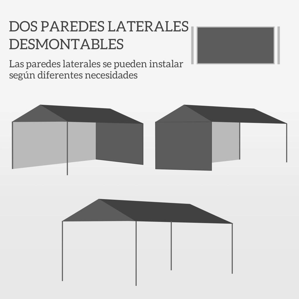 Gazebo da Giardino 395x295x255 cm ¨C Xylo ¨C 2 Laterali 2 Finestre Anti-UV Esterno Bianco