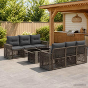 Set Divano da Giardino 7 pz Grigio e Grigio Scuro polyrattan 3436748