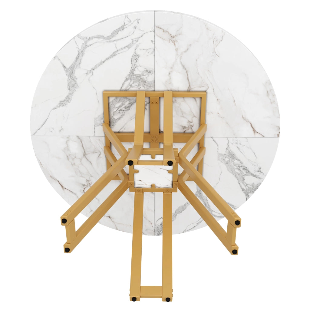 Tavolo da pranzo rotondo con piedini regolabili; per sala da pranzo; soggiorno o ufficio; in MDF e metallo; 100×100×76 cm