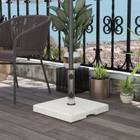 Base per Ombrellone da Giardino 25kg 38x38x38 cm in Granito e Acciaio Inox Grigia