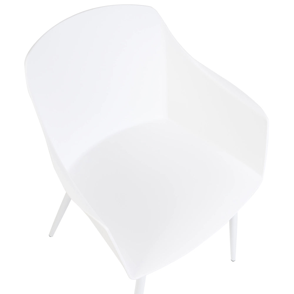 Set di 2 sedie in plastica bianca con poggia braccia design minimalista braccioli soggiorno cucina mobili