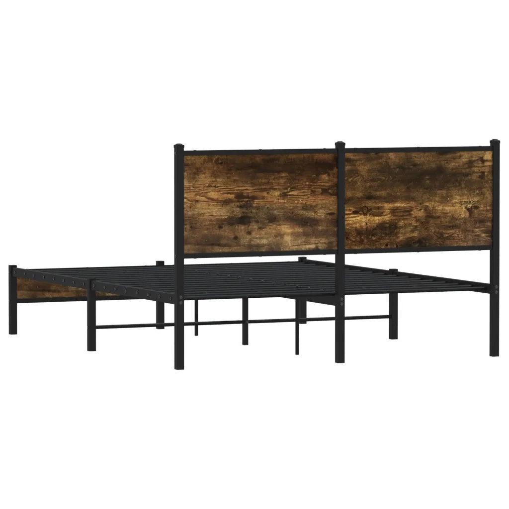 vidaXL Giroletto senza Materaso in Metallo Rovere Fumo 140x200 cm