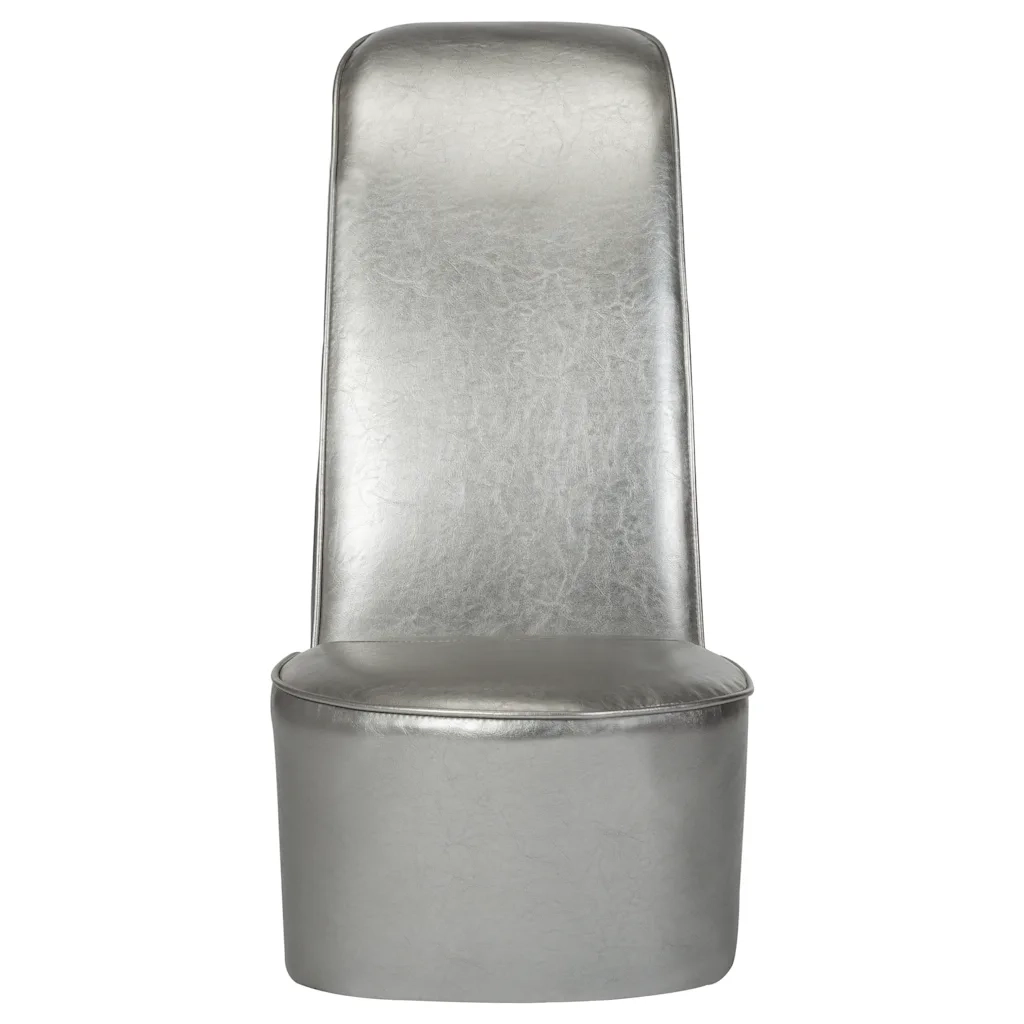 Poltrona | Sedia Relax a Forma di Scarpa con Tacco in Similpelle Argento