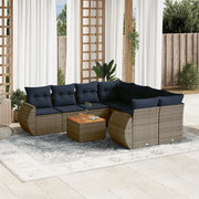 Set Divani da Giardino 9 pz con Cuscini Grigio in Polyrattan 3224934