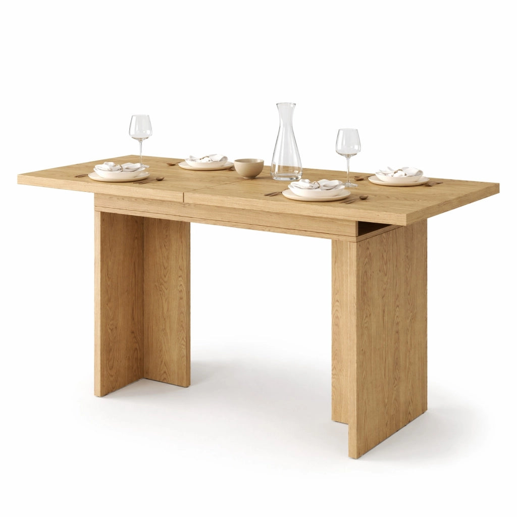 Tavolo da pranzo allungabile 140-180 cm in MDF effetto rovere, per 6-8 persone
