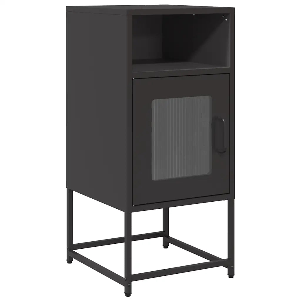 Comodino-Tavolino da notte Nero 36x39x78 cm in Acciaio Laminato a Freddo