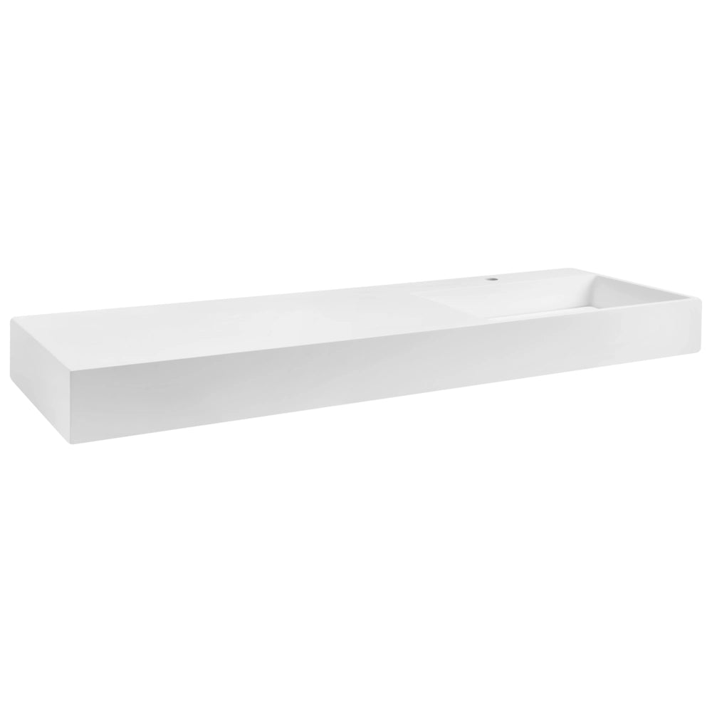 Lavabo bagno rettangolare in ceramica bianco 150 x 48 cm Lavello da bagno rettangolare