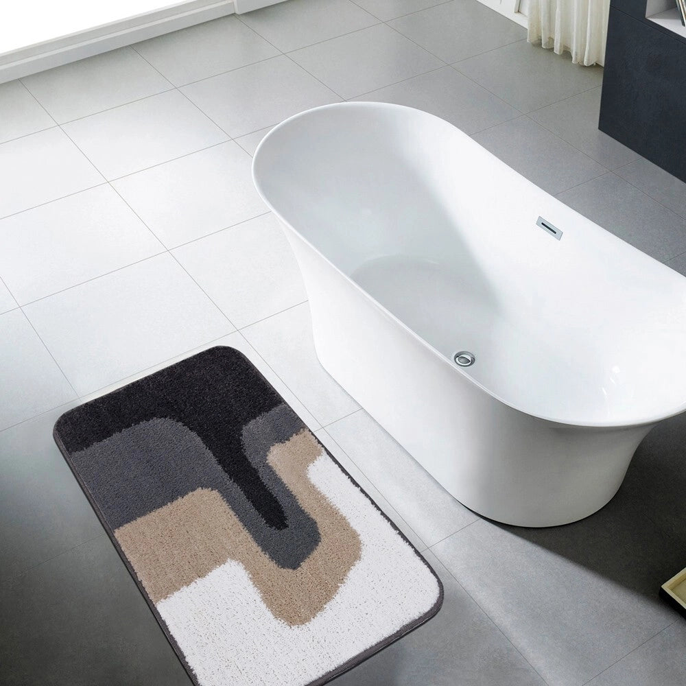 Tappeto Bagno 50x110 Cm Doccia Scendiletto Pelo Raso Morbido Assorbente Antiscivolo Lavabile Grigio