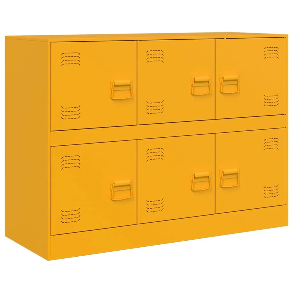 Buffet credenza cassettiera armadio mobile contenitore organizer per cucina soggiorno salotto giallo senape 99 x 39 x 73 cm acciaio giallo 02_0035711